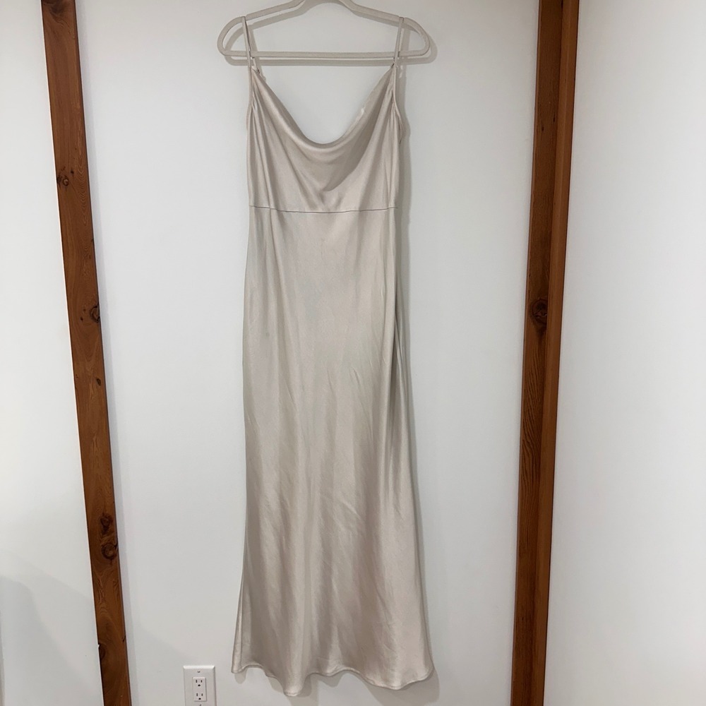 Pretty Lavish Keisha Satin Maxi Dress Women 8 Champagne‎ Cowl Neck Graduation